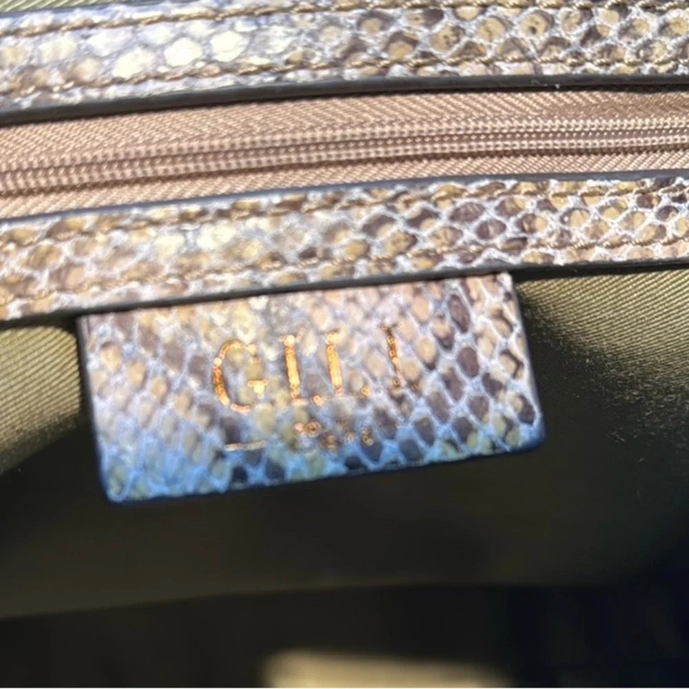 G.I.L.I. Beige Snakeskin Hobo Bag